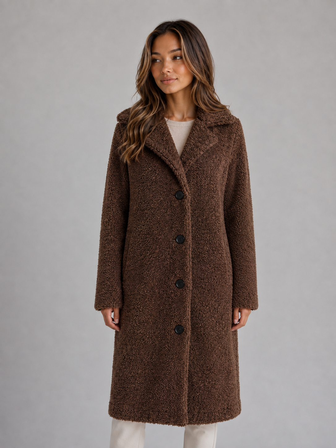 Marine | Manteau Long Peau Lainée