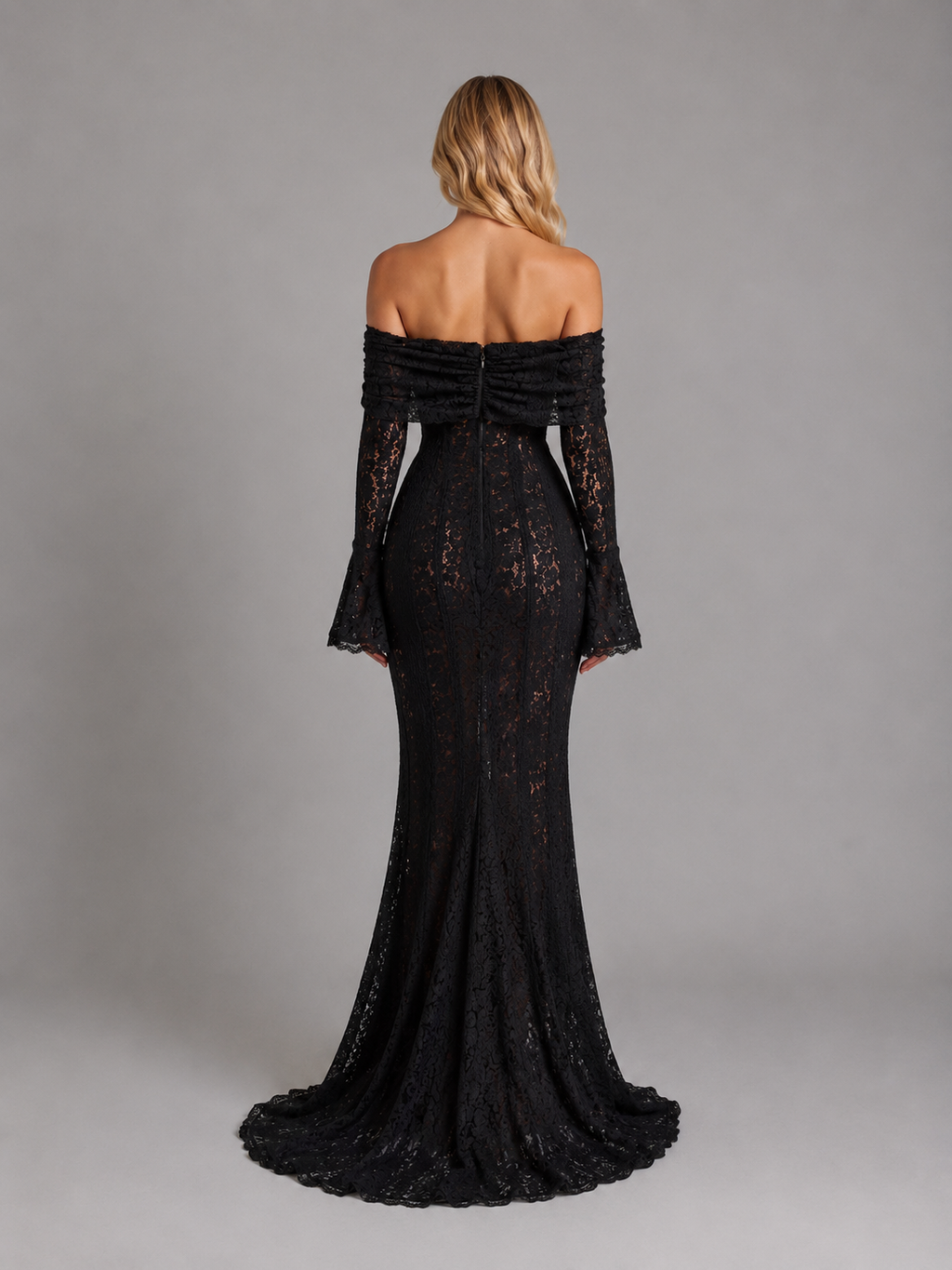 Simone | Robe Maxi Dentelle Épaules Dénudées