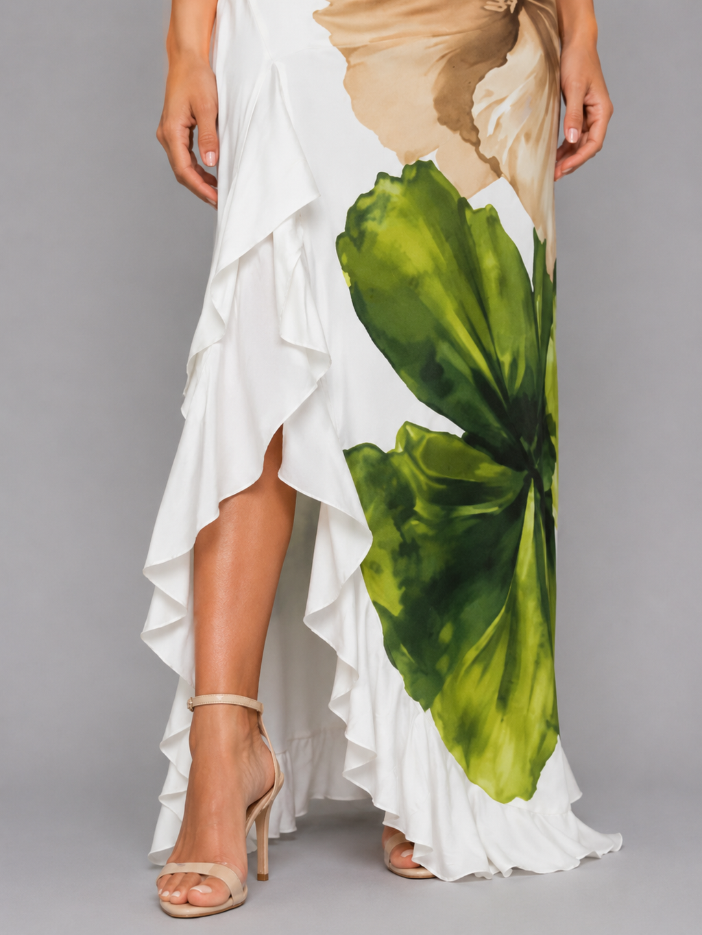 Nicole | Robe Maxi Fleurie Une Épaule