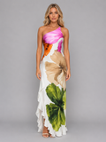 Nicole | Robe Maxi Fleurie Une Épaule