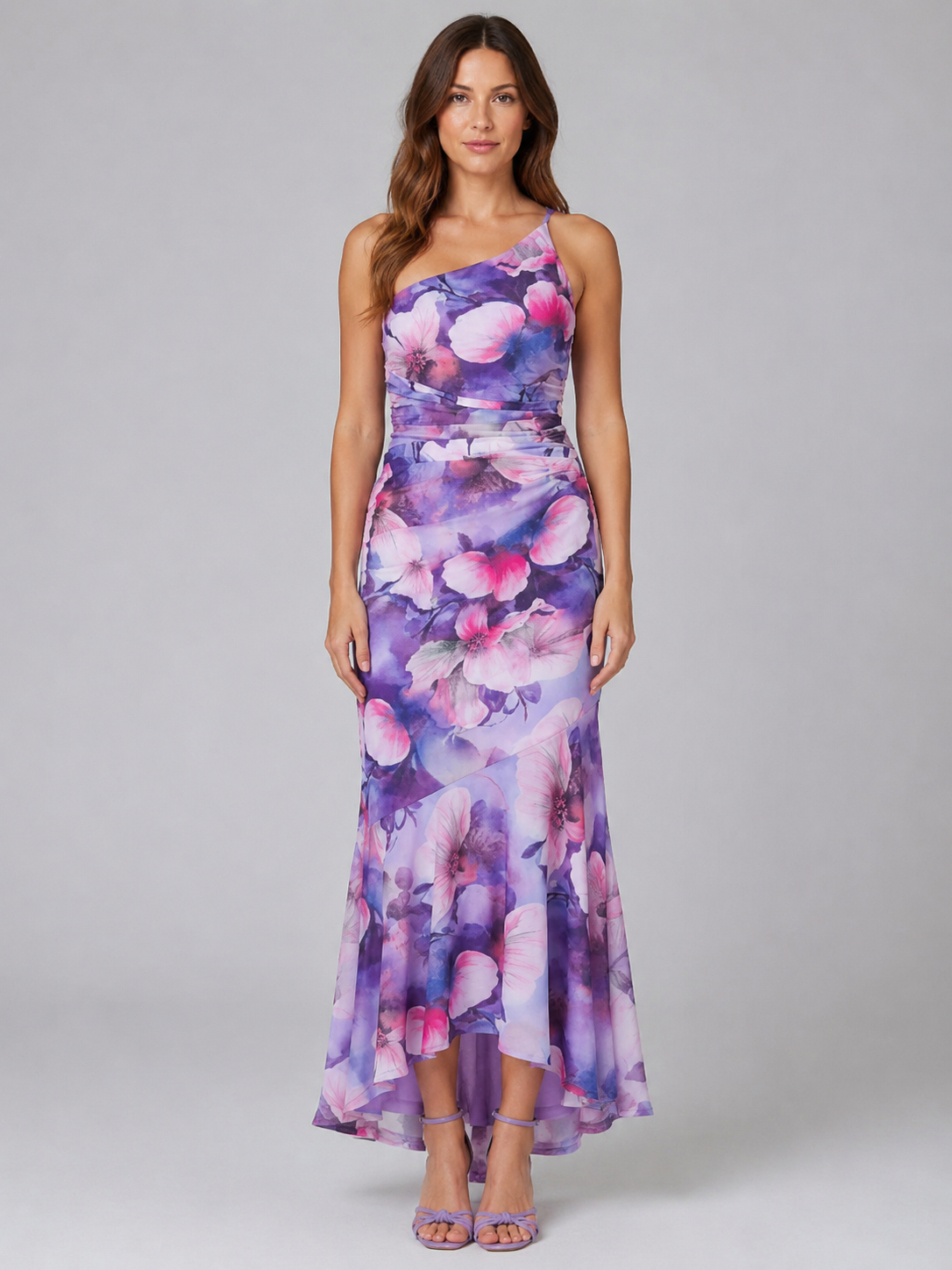 Cécile | Robe Maxi Fleurie Une Épaule Femme