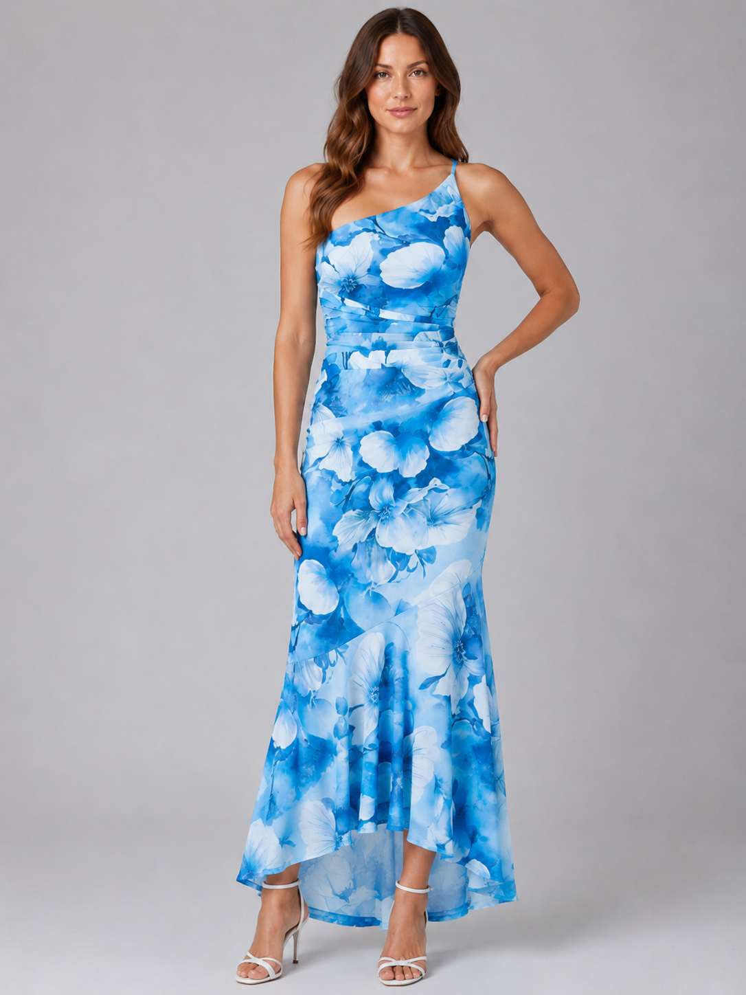 Cécile | Robe Maxi Fleurie Une Épaule Femme