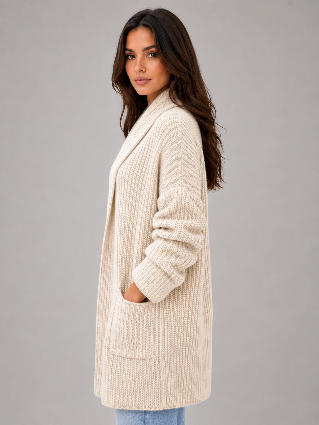 Valentine-Marie | Gilet Long Ouvert à Poches