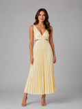 Kenza | Robe Midi Plissée Découpe