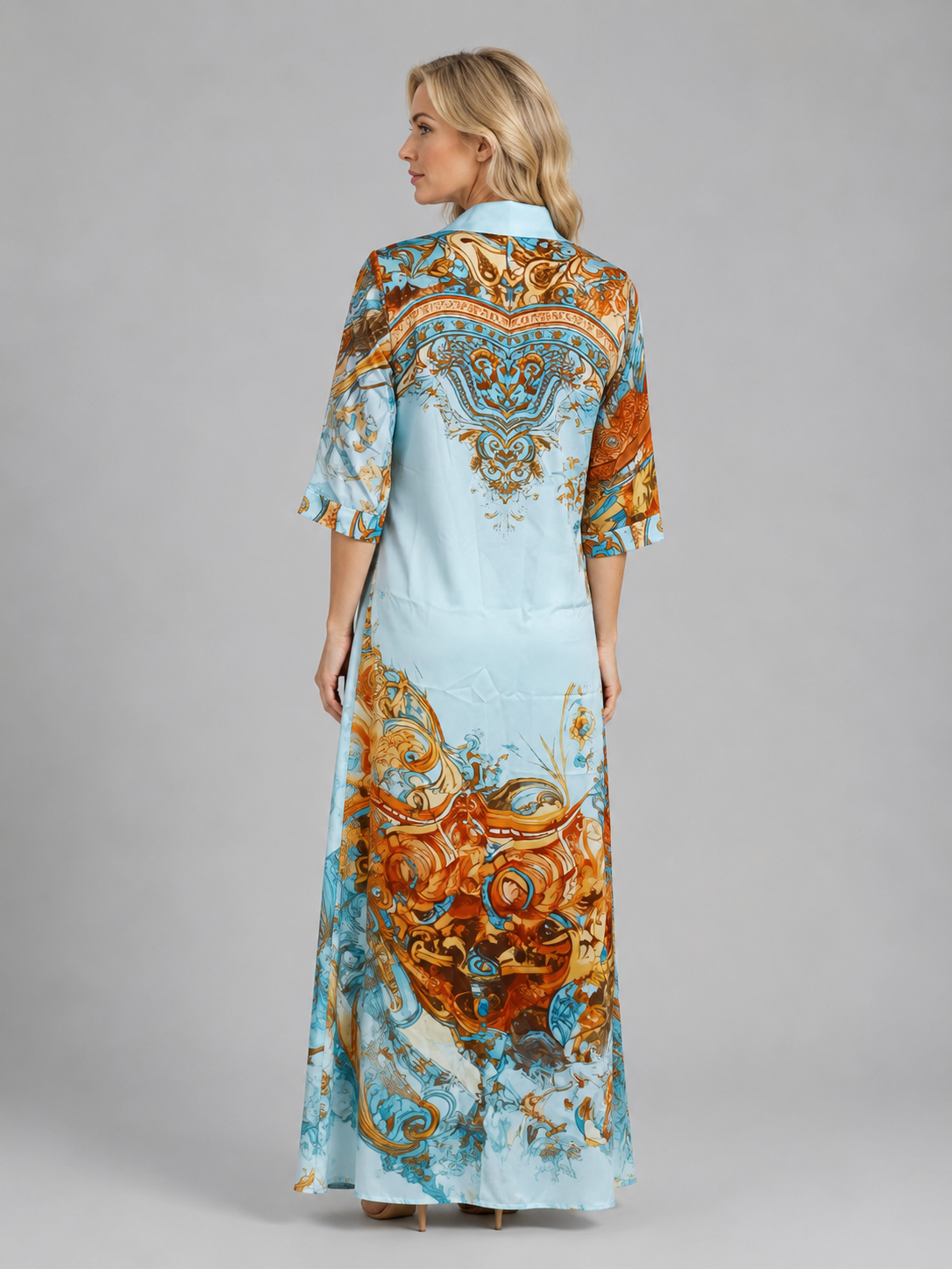 Aline | Robe Maxi Chemise Imprimée Baroque Femme