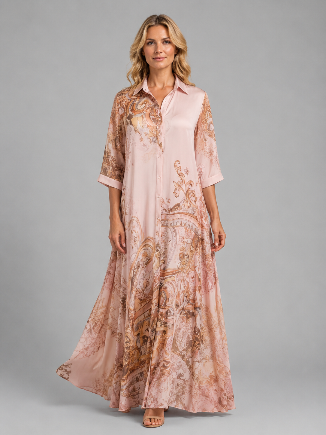 Aline | Robe Maxi Chemise Imprimée Baroque Femme