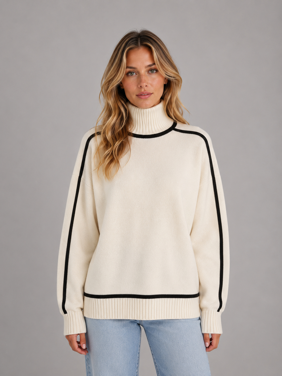 Charlotte | Pull Col Roulé Contrasté