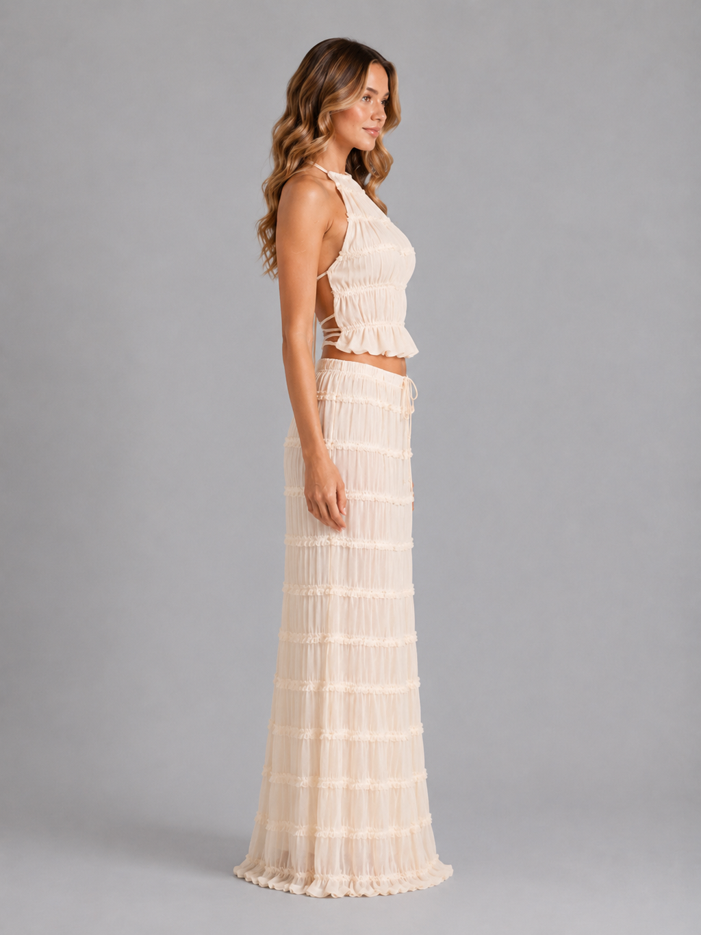 Hélène | Ensemble Maxi Deux Pièces Texturé Femme