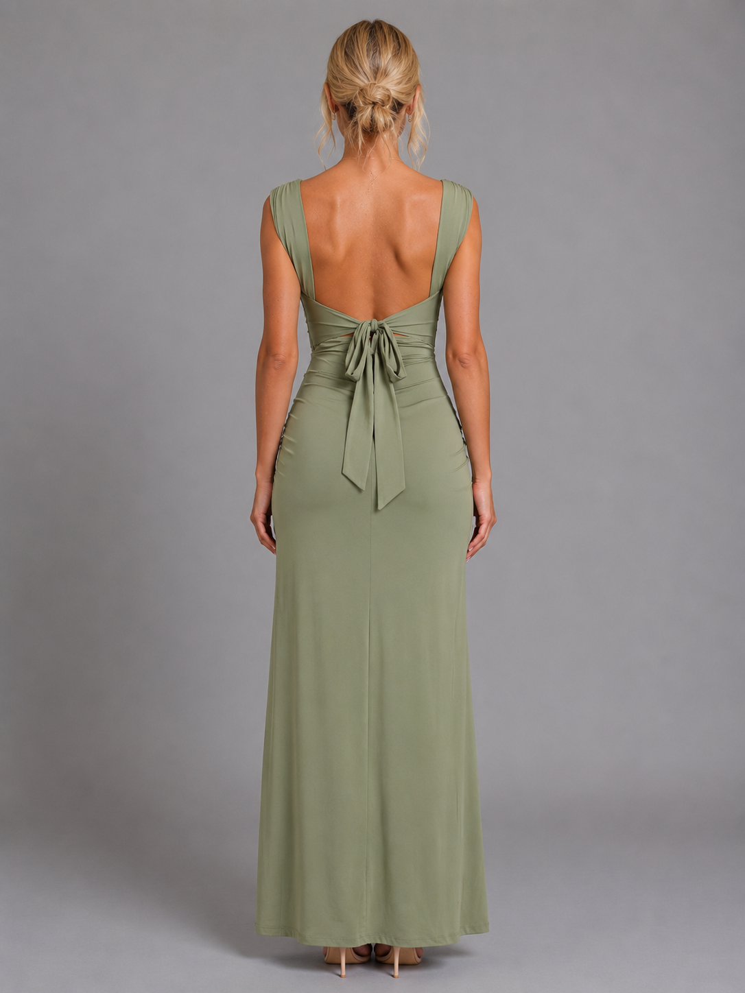 Mathilde | Robe Maxi Col Carré Fendue Femme