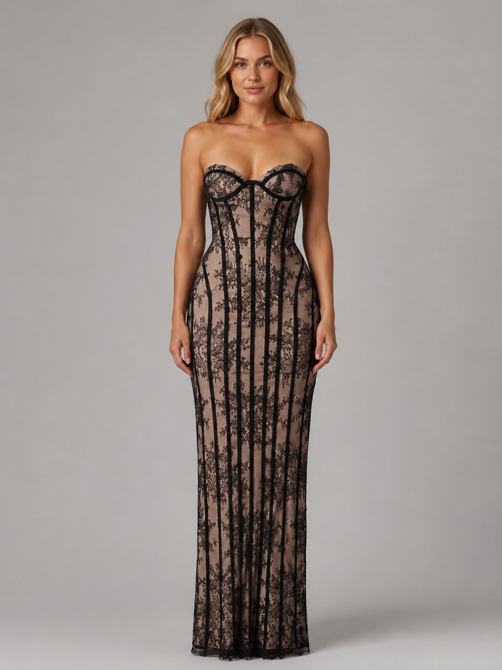 Marceline | Robe Maxi Corset Dentelle Bustier