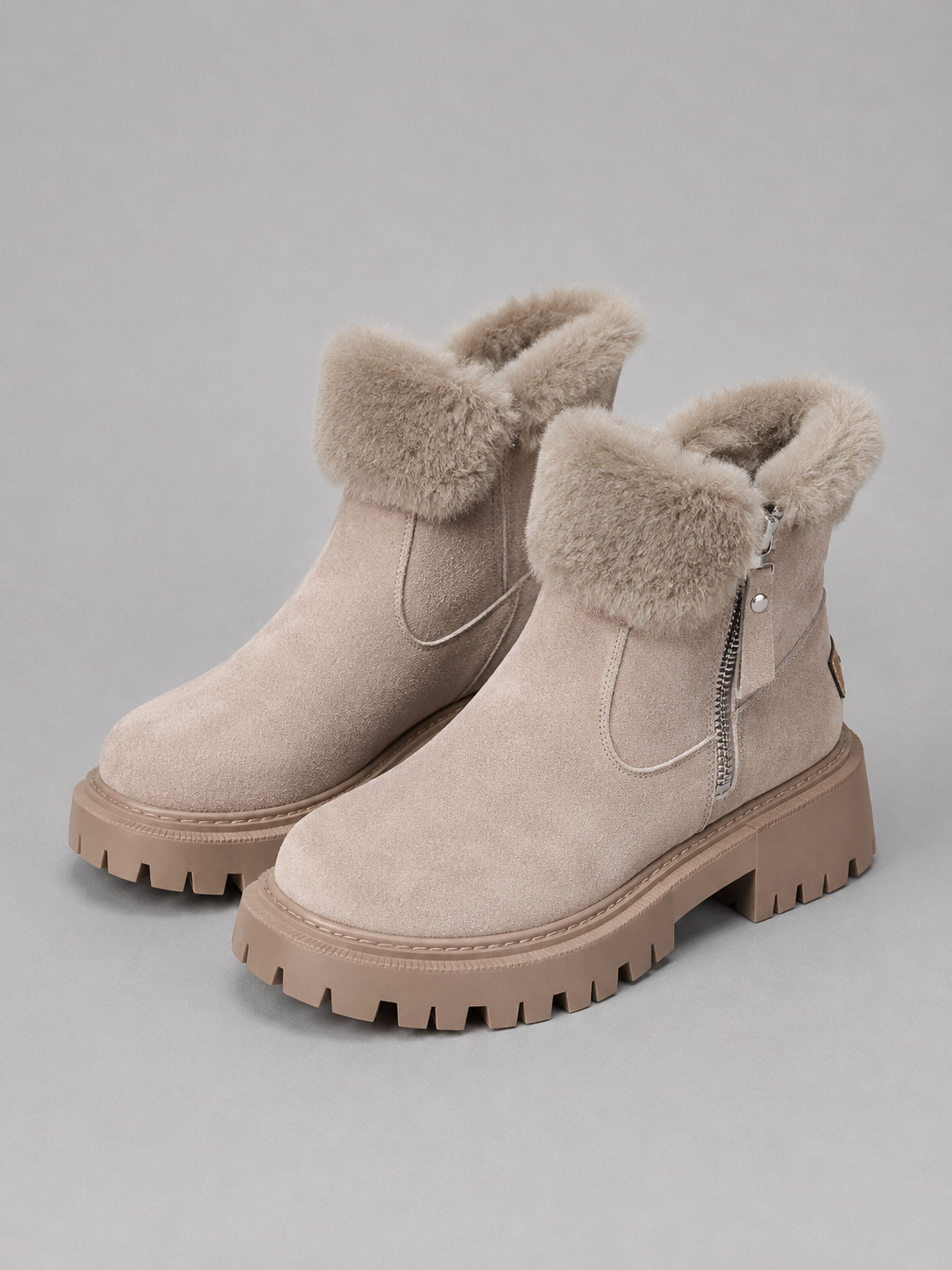 Maëlys | Bottines Suédine Fourrure Chunky