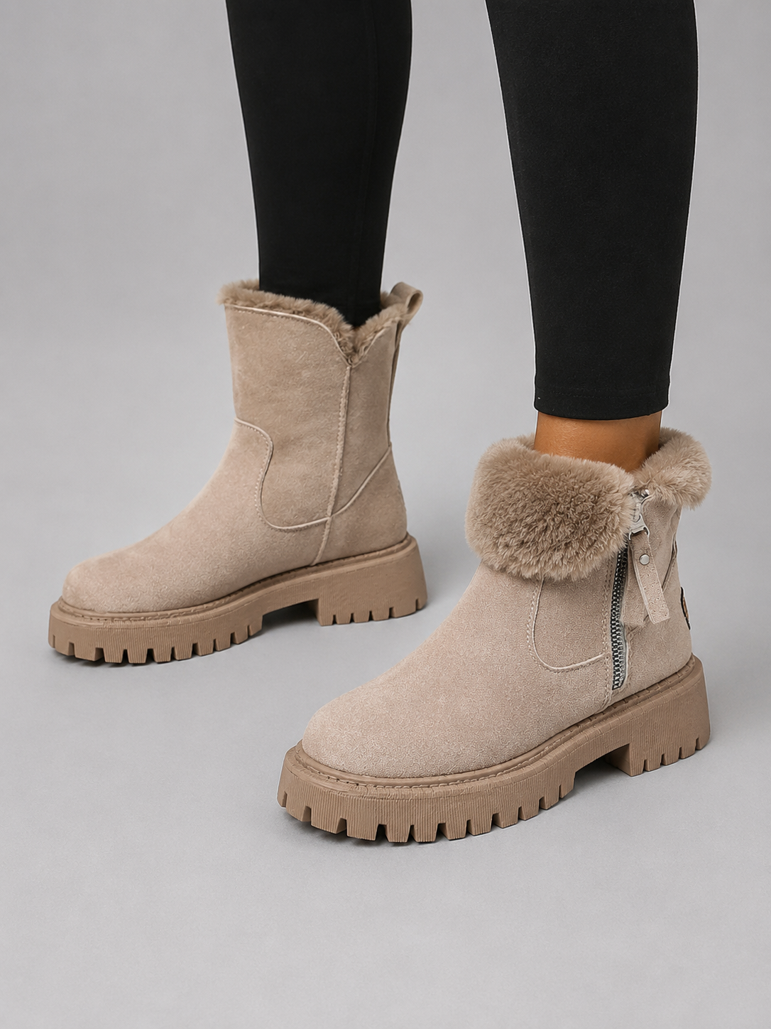 Maëlys | Bottines Suédine Fourrure Chunky