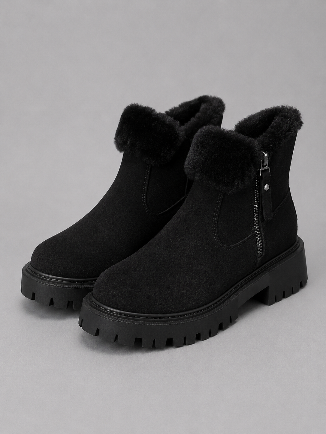 Maëlys | Bottines Suédine Fourrure Chunky