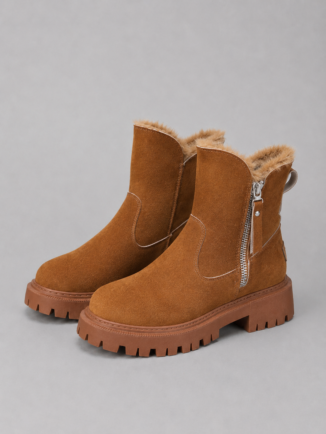 Maëlys | Bottines Suédine Fourrure Chunky