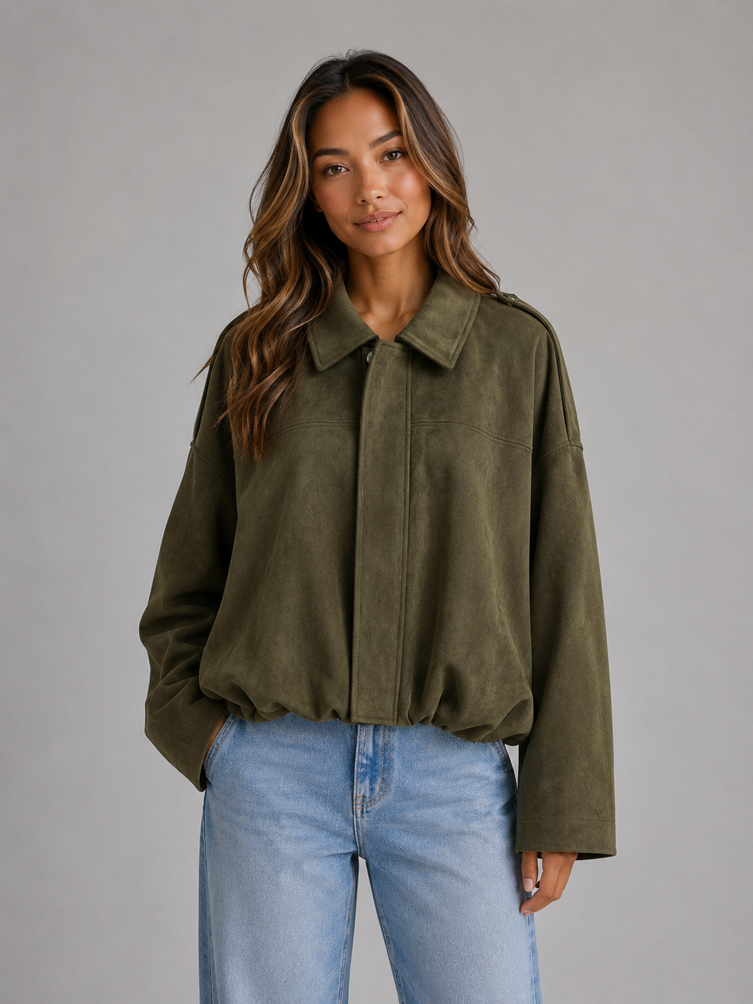 Huguette | Blouson Bomber Effet Suédine Femme