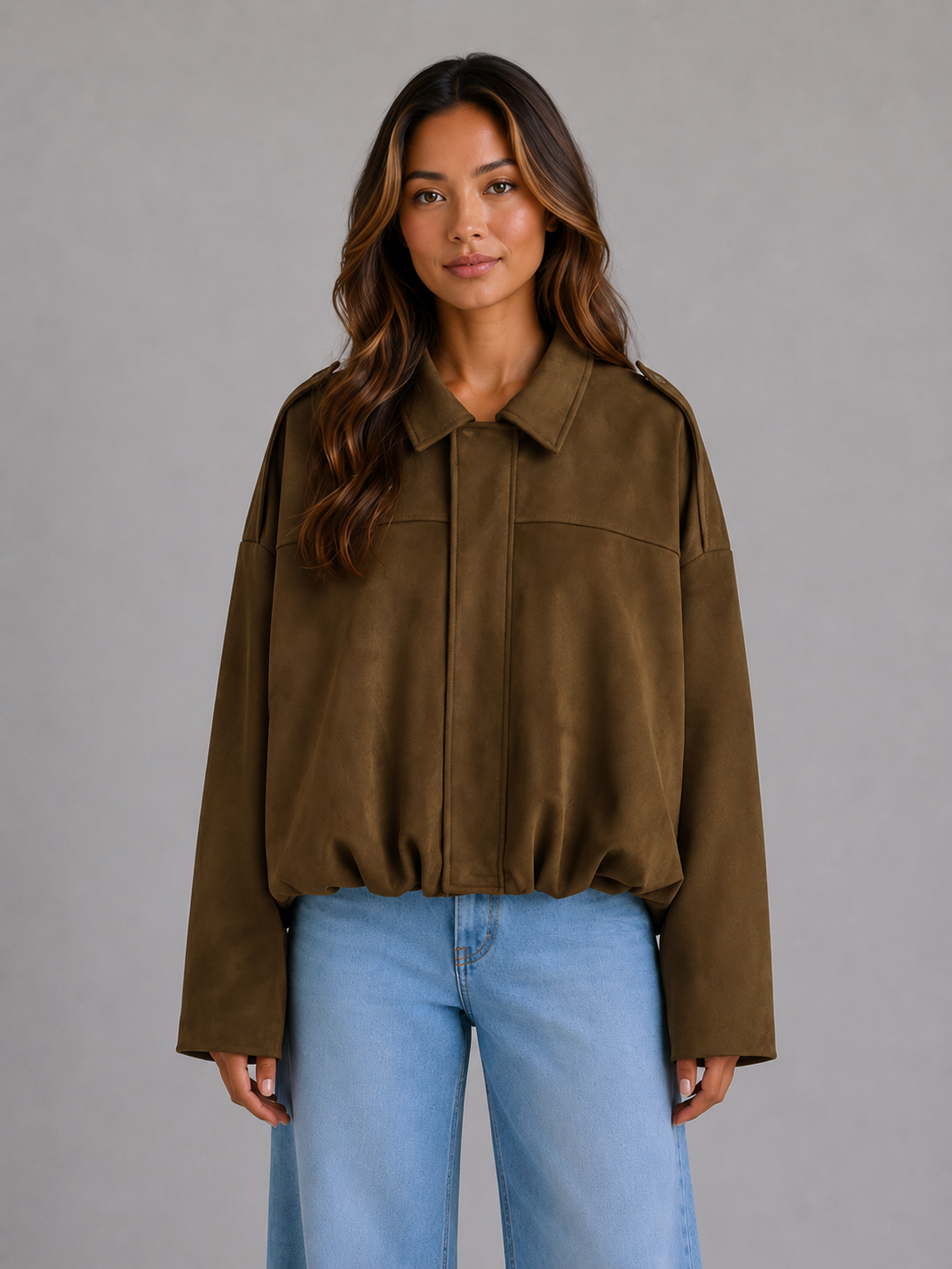 Huguette | Blouson Bomber Effet Suédine Femme