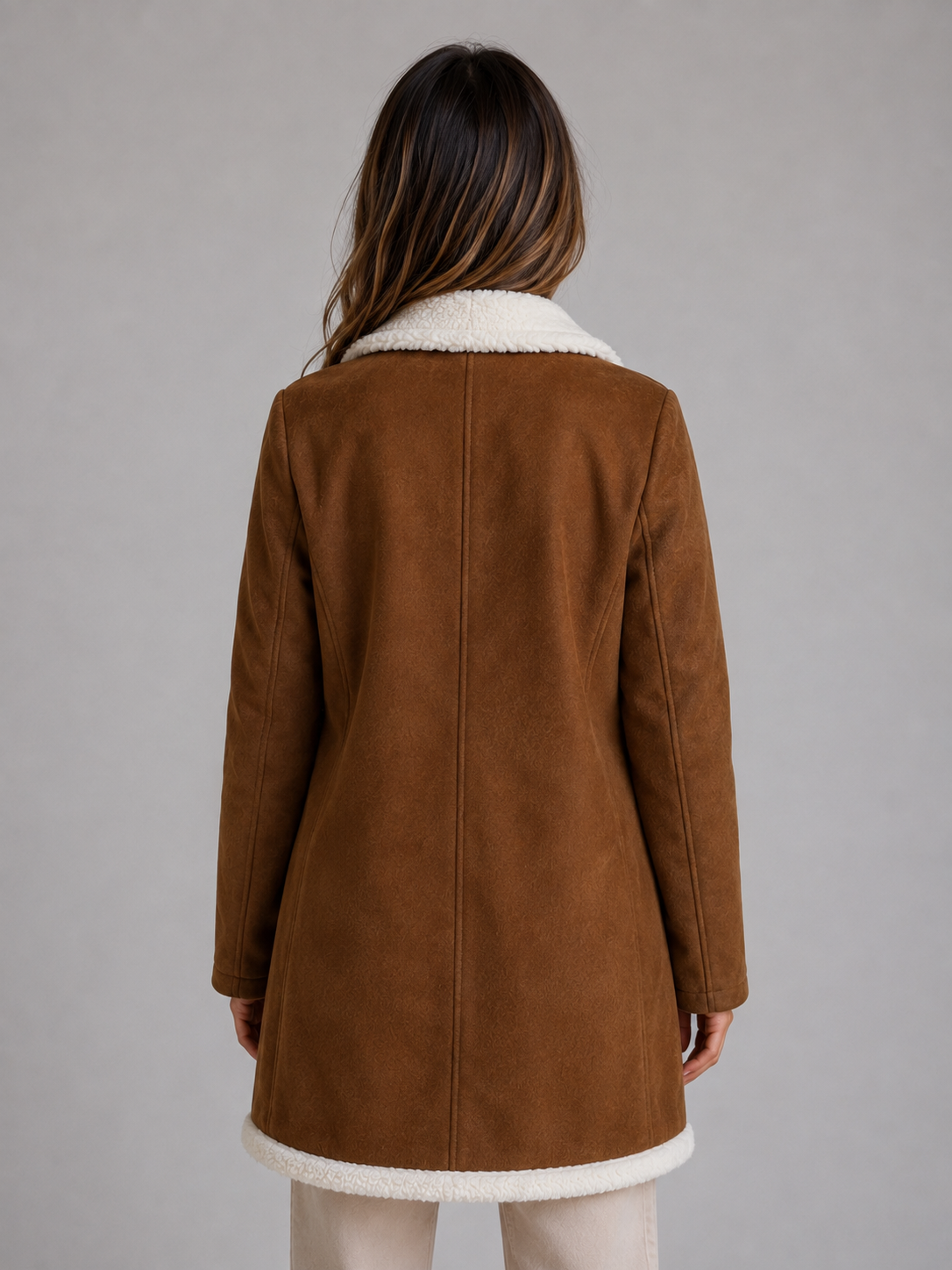 Ophélie | Manteau Long Aspect Suédine Peluche