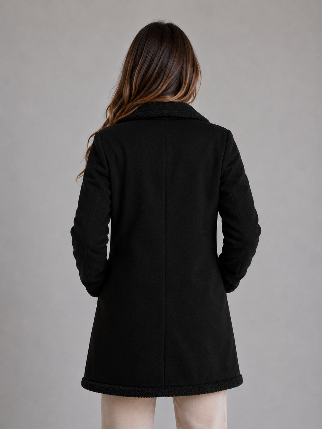 Ophélie | Manteau Long Aspect Suédine Peluche