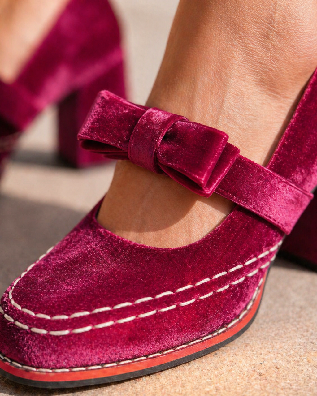 Solène | Escarpins Mary Jane Velours Femme