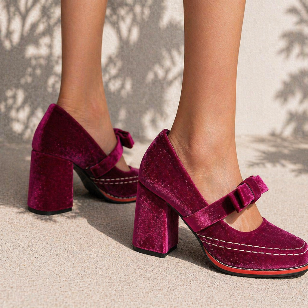 Solène | Escarpins Mary Jane Velours Femme