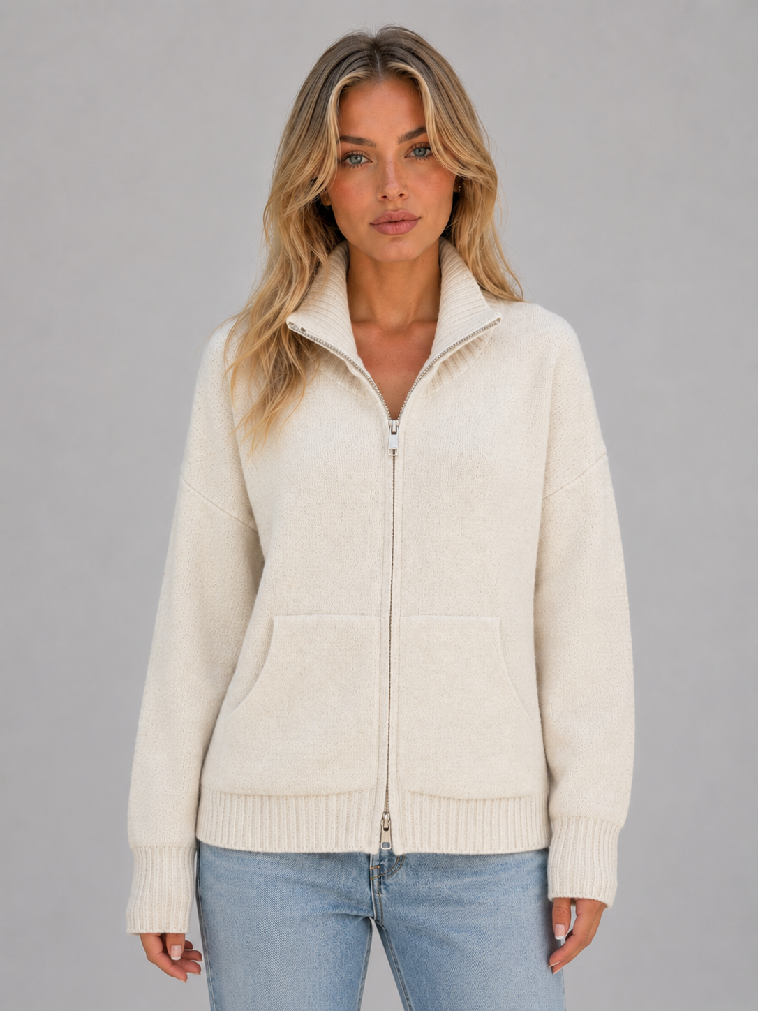 Flora | Gilet Zippé Col Cheminée