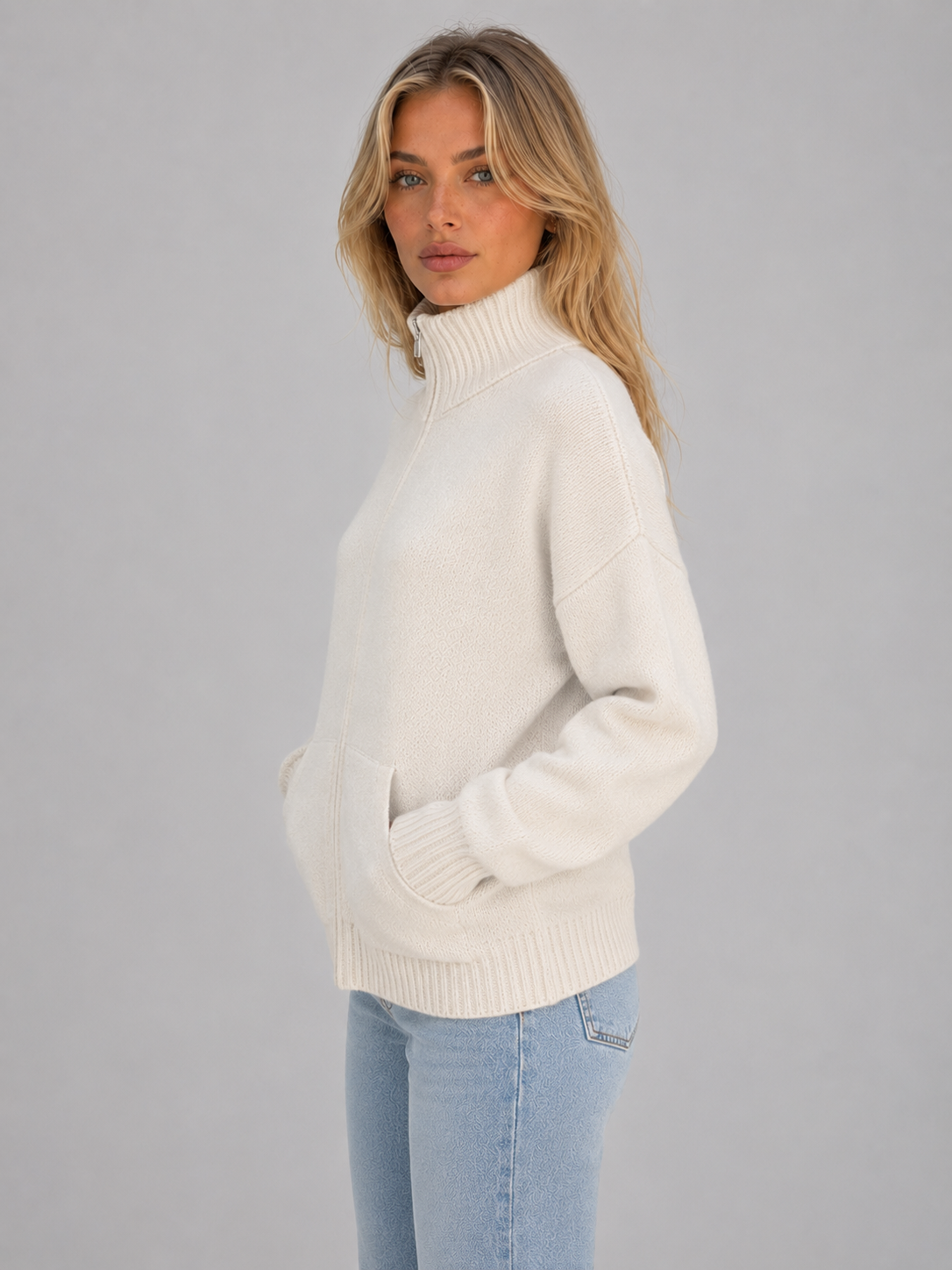Flora | Gilet Zippé Col Cheminée