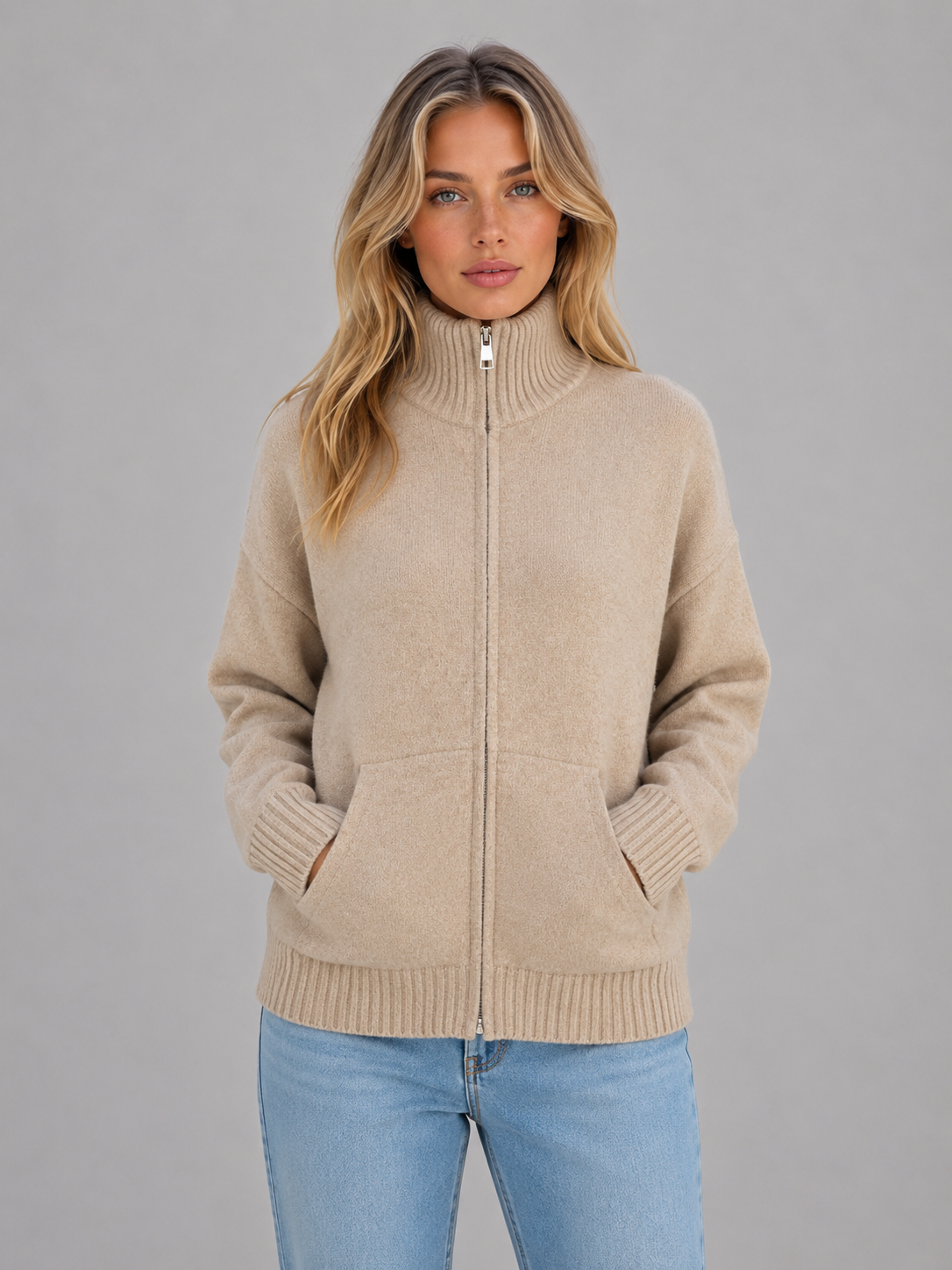 Flora | Gilet Zippé Col Cheminée