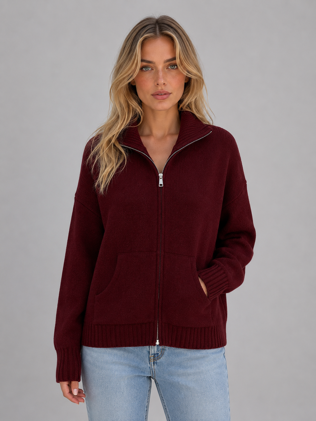 Flora | Gilet Zippé Col Cheminée