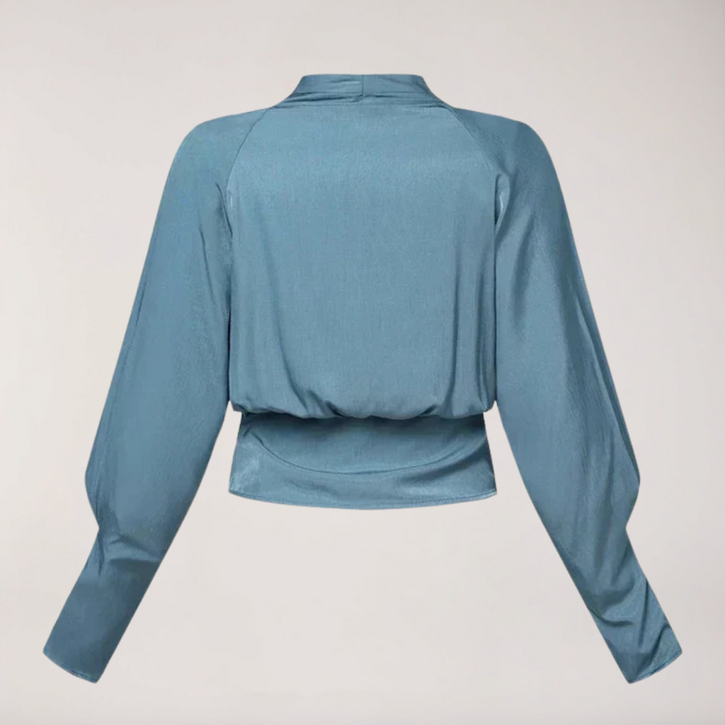 Chloé | Blouse Satin Col V Manches Bouffantes Femme