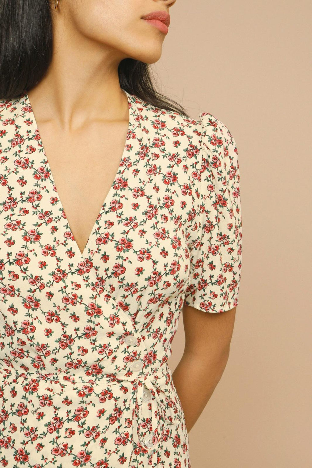 Hortense | Robe Midi Fleurie Col V
