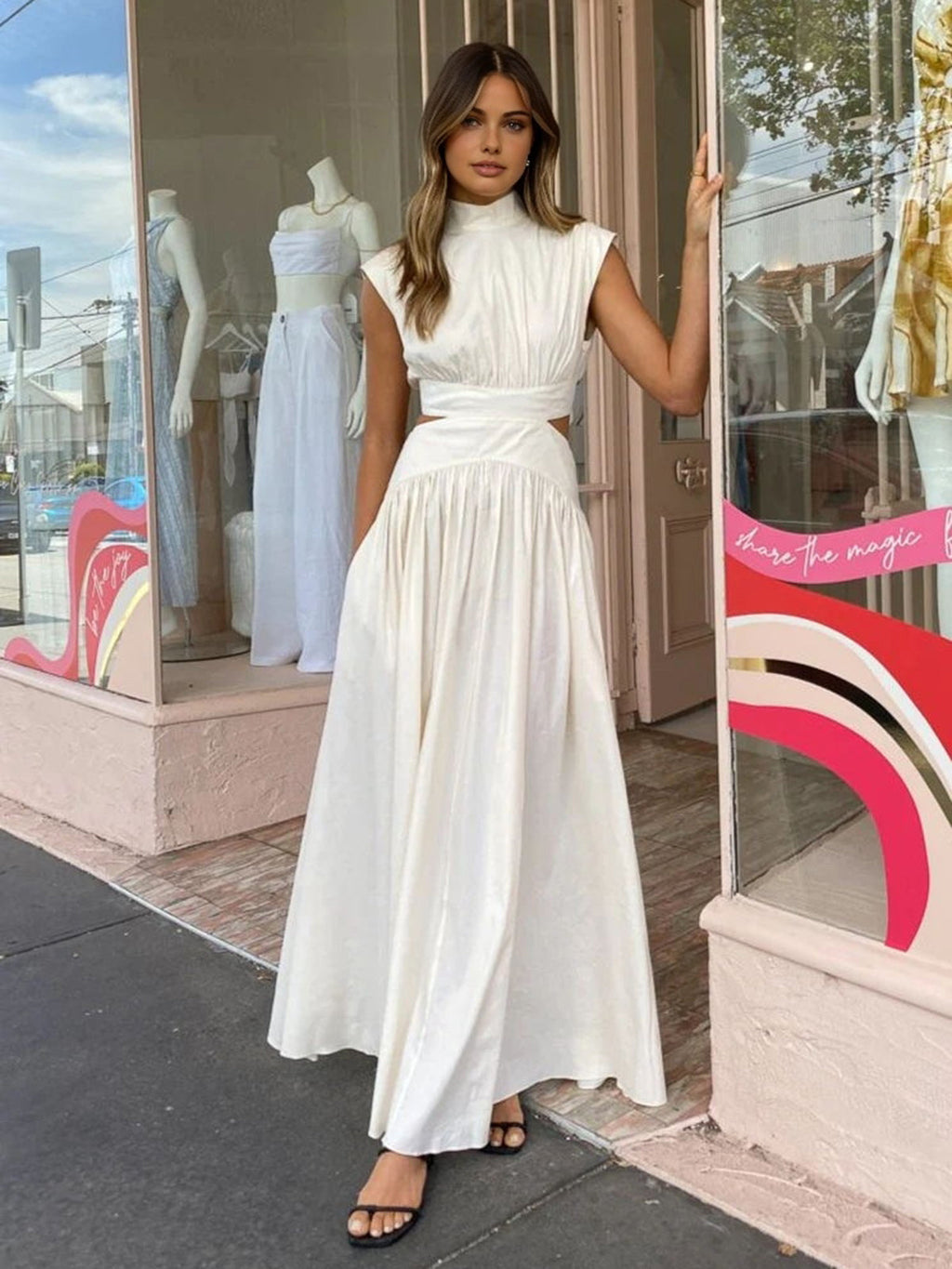 Inès | Robe Maxi Col Montant Femme