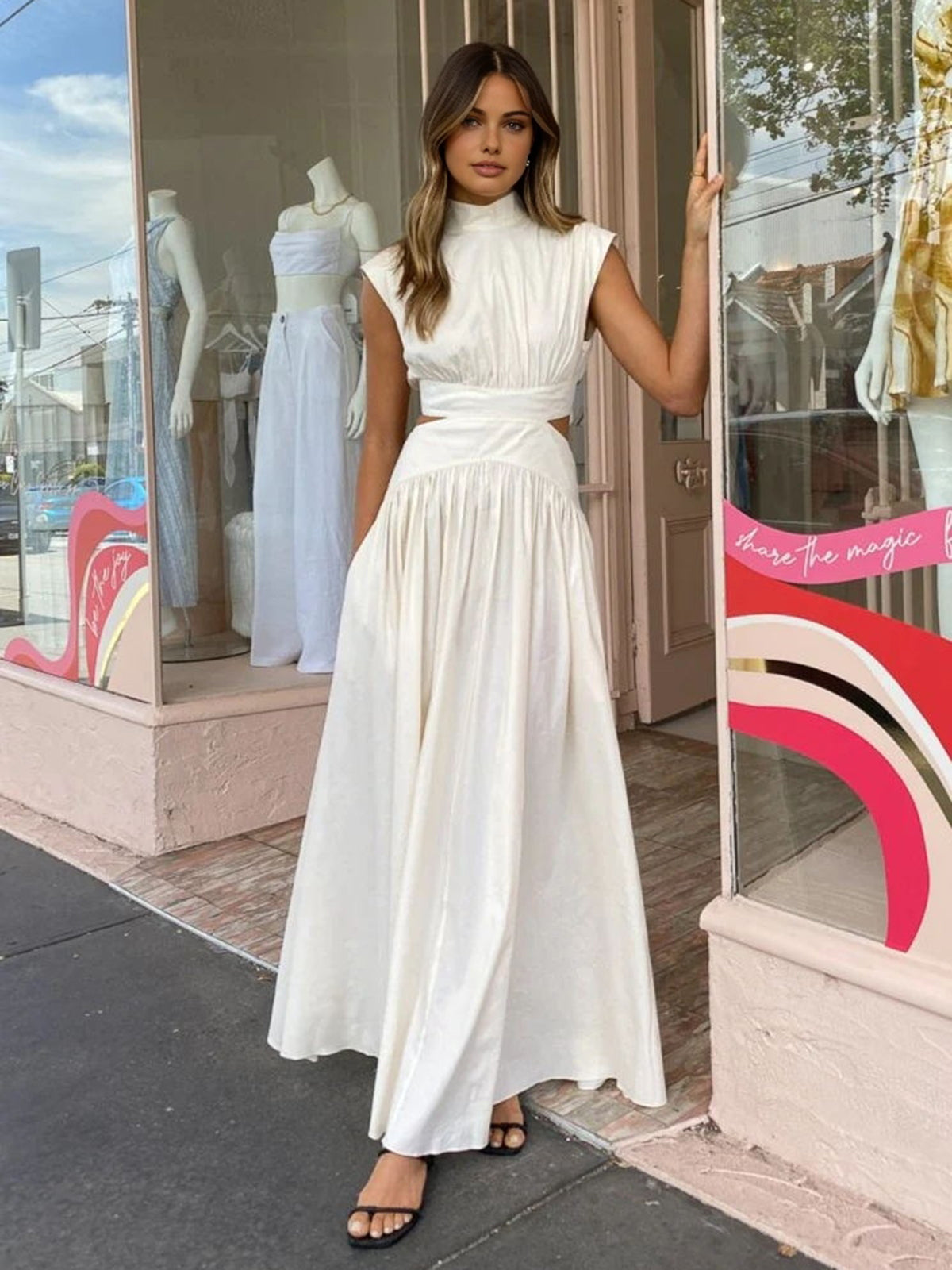 Inès | Robe Maxi Col Montant Femme