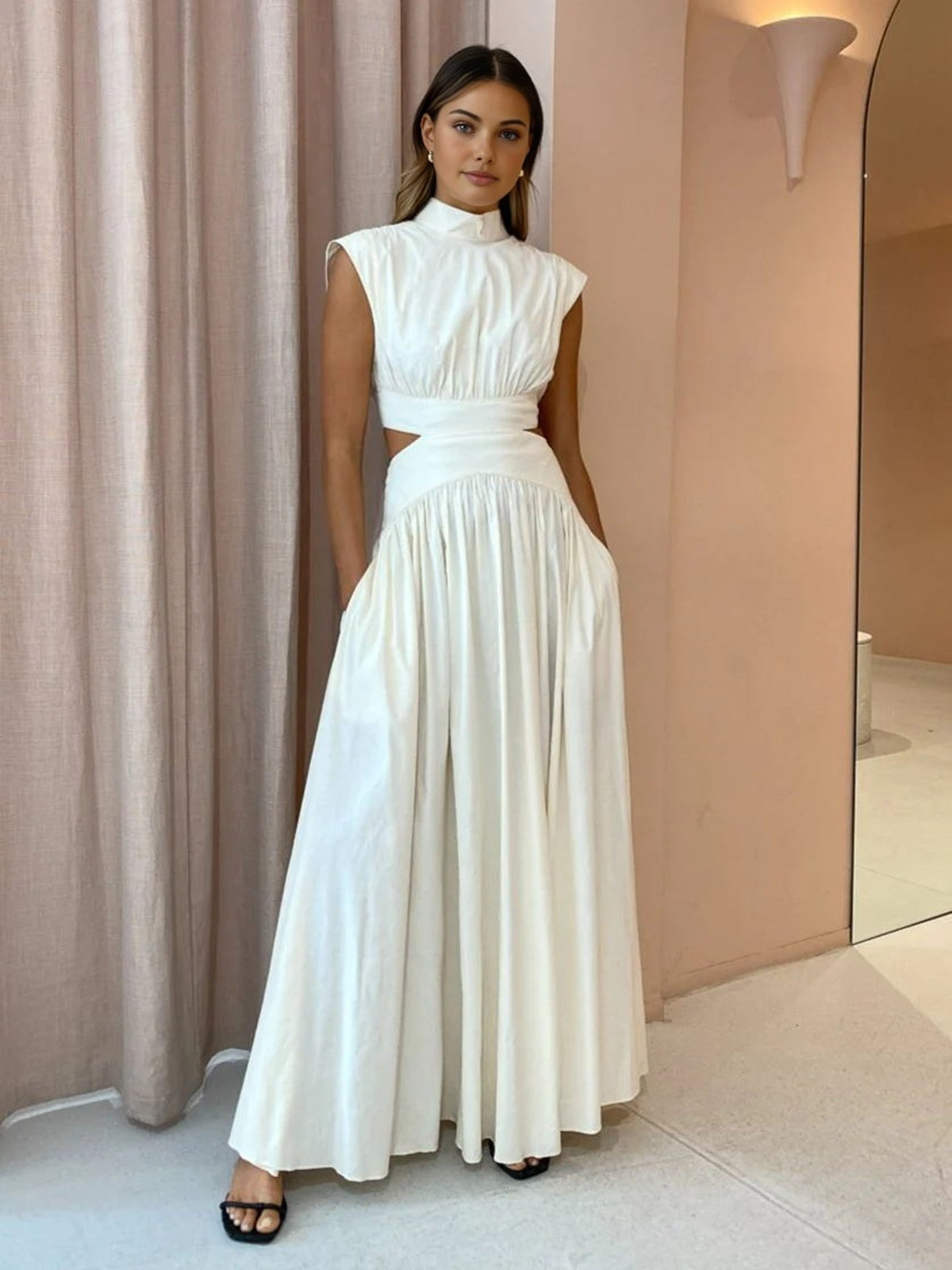 Inès | Robe Maxi Col Montant Femme