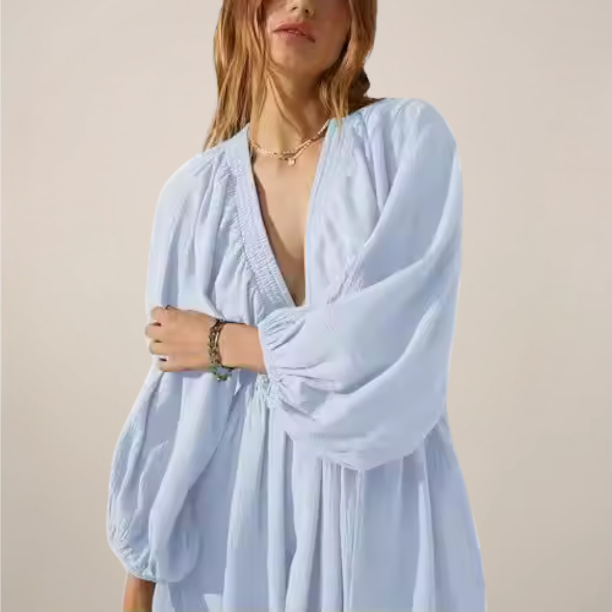 Dorothée | Robe Courte Manches Longues Col V