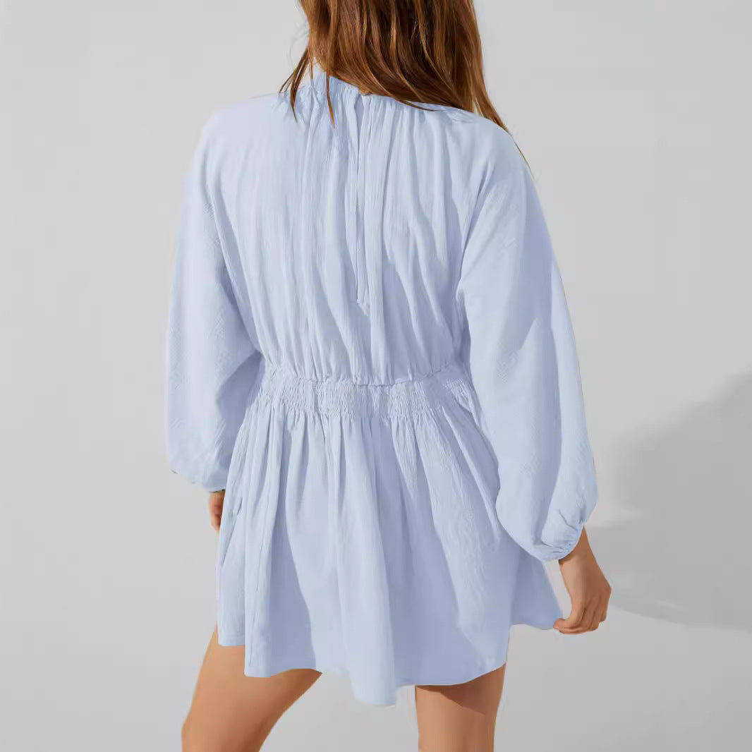 Dorothée | Robe Courte Manches Longues Col V