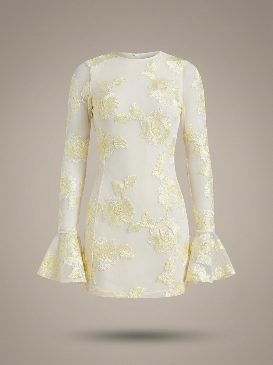 Émilie | Robe Courte Fleurie Manches Évasées Femme
