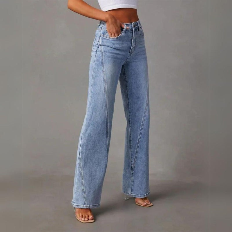 Blanche | Jean Large Taille Haute Femme