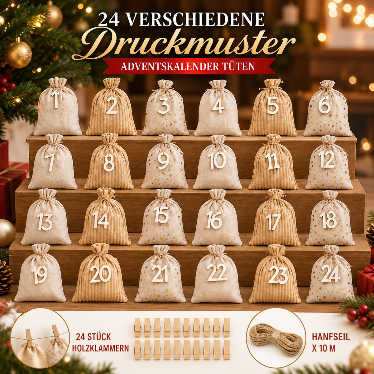 Sachets de calendrier de l'Avent à remplir 2026