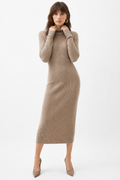 Mylène | Robe Pull Midi Côtelée Col Montant