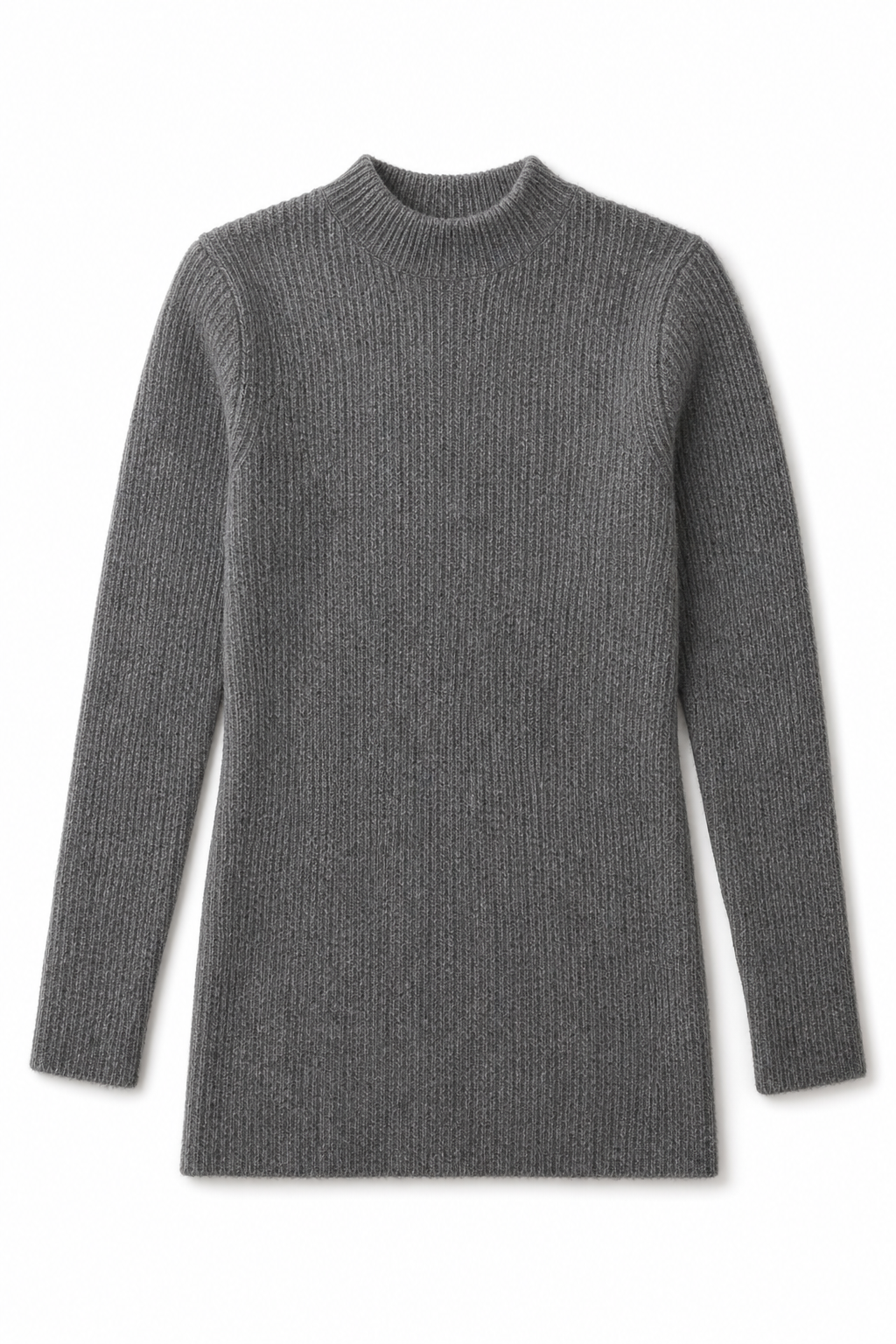 Mylène | Robe Pull Midi Côtelée Col Montant