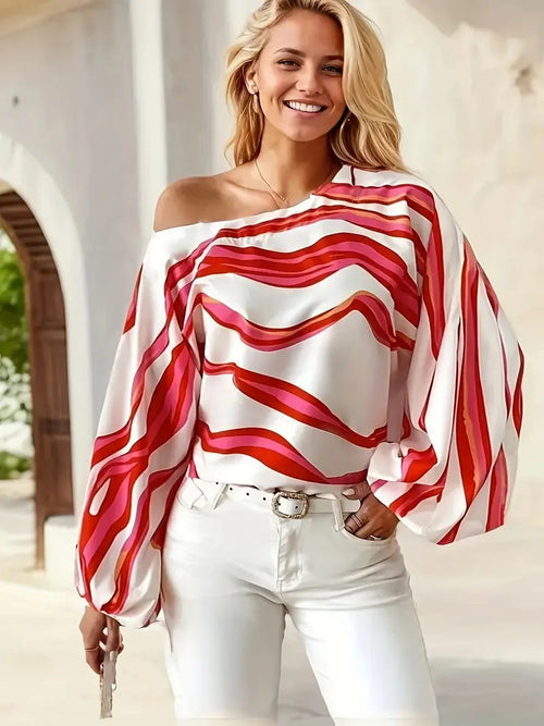 Bénédicte | Blouse Asymétrique Manches Bouffantes