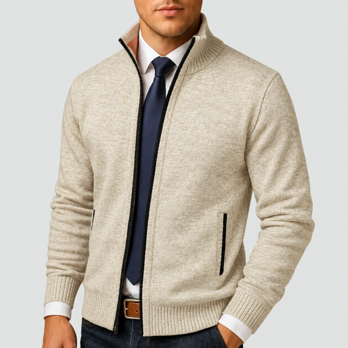 Pierrick | Gilet Zippé Tricot Col Montant