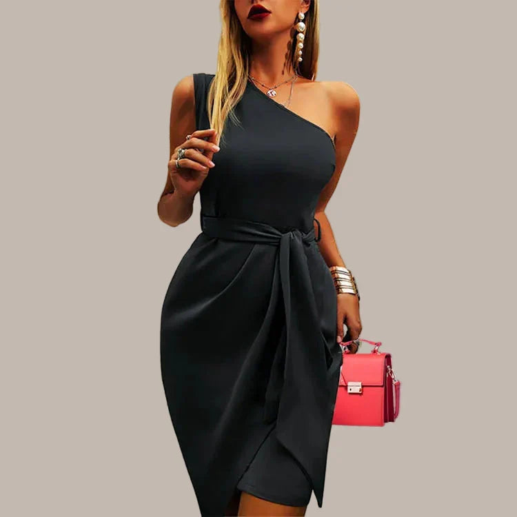 Léa | Robe de Soirée Mi-Longue Asymétrique Femme