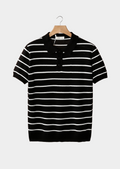 Adrien | Polo Rayé Texturé Noir