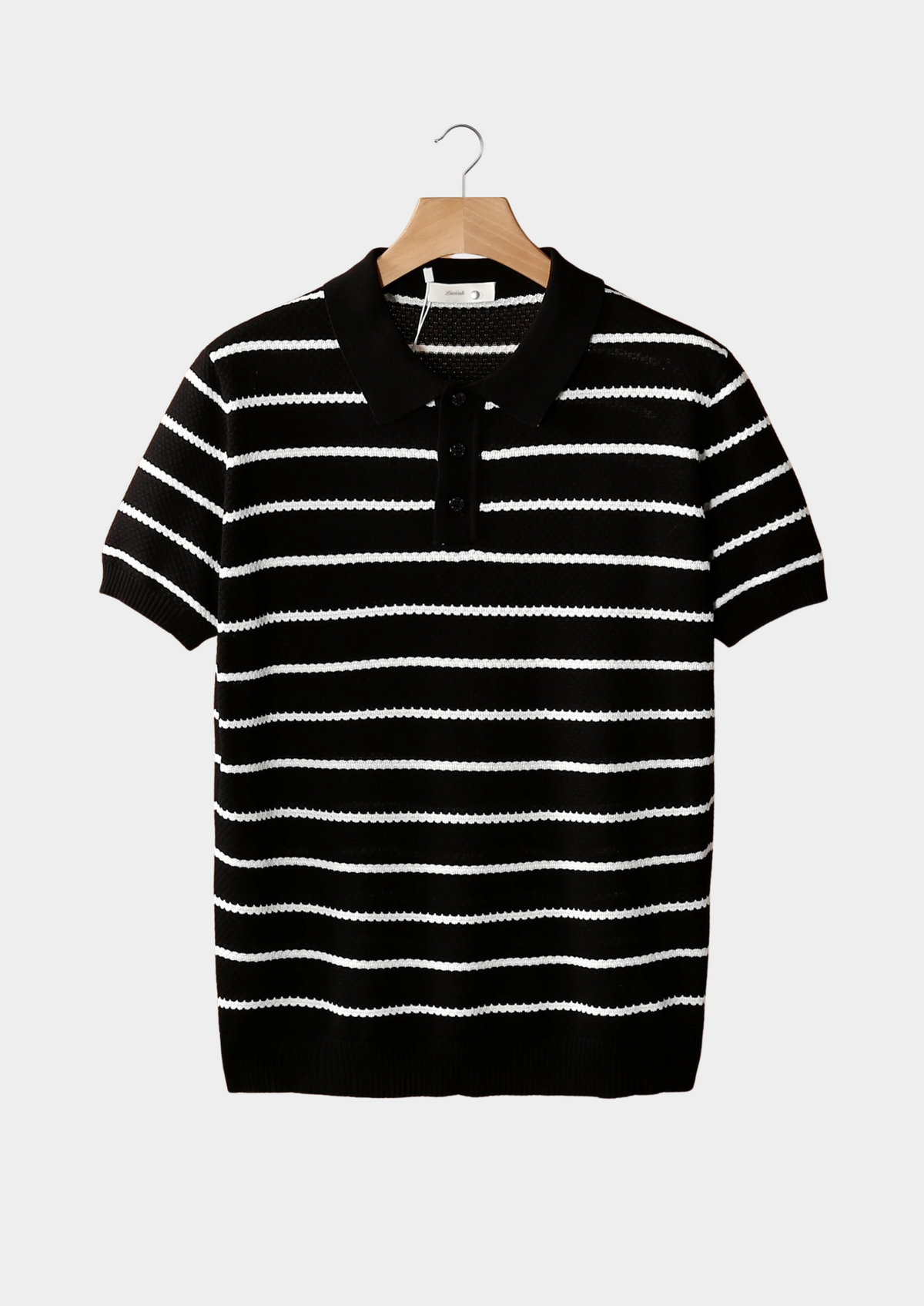 Adrien | Polo Rayé Texturé Noir