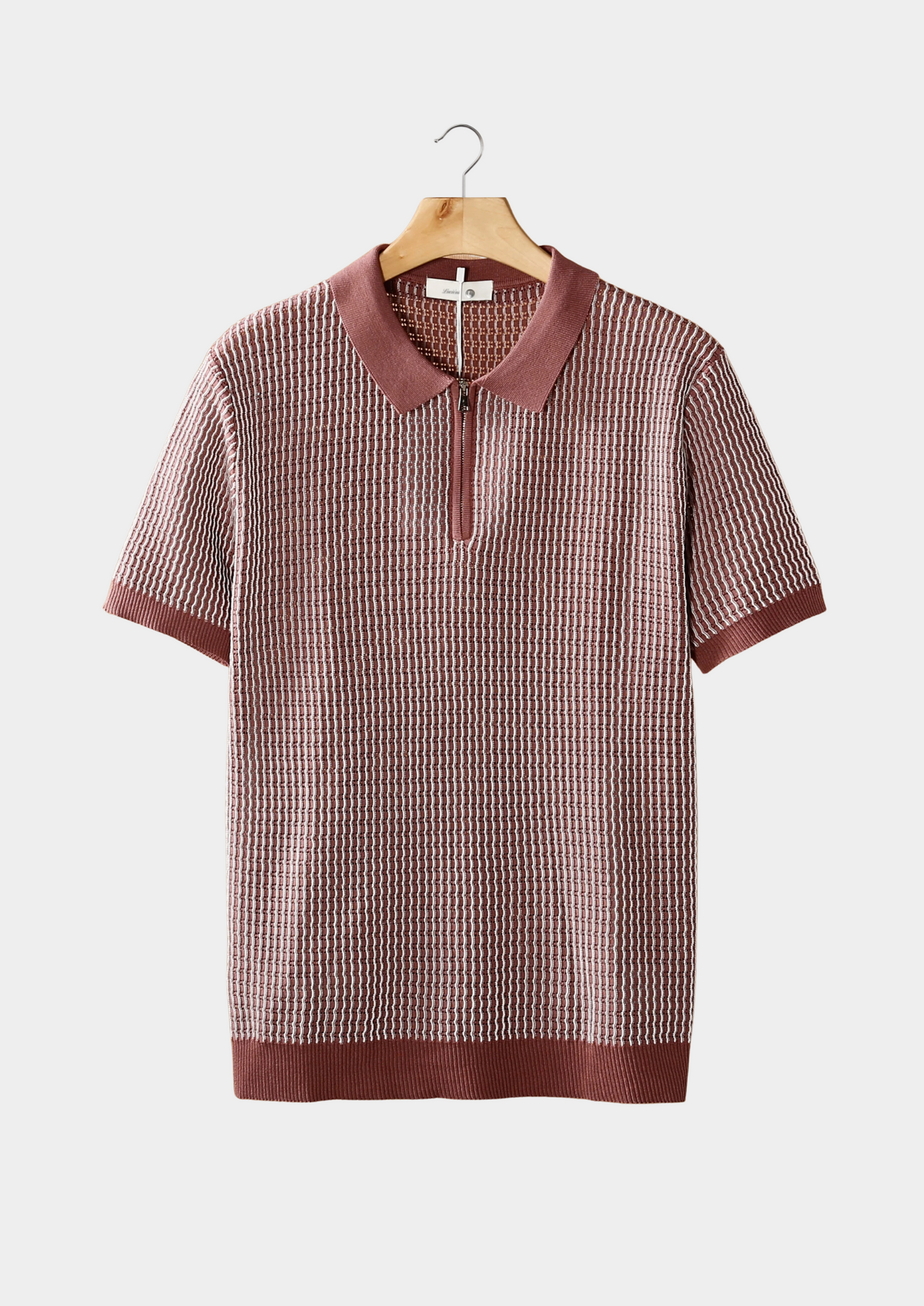 Benjamin | Polo Zippé Texturé Rose Poudré