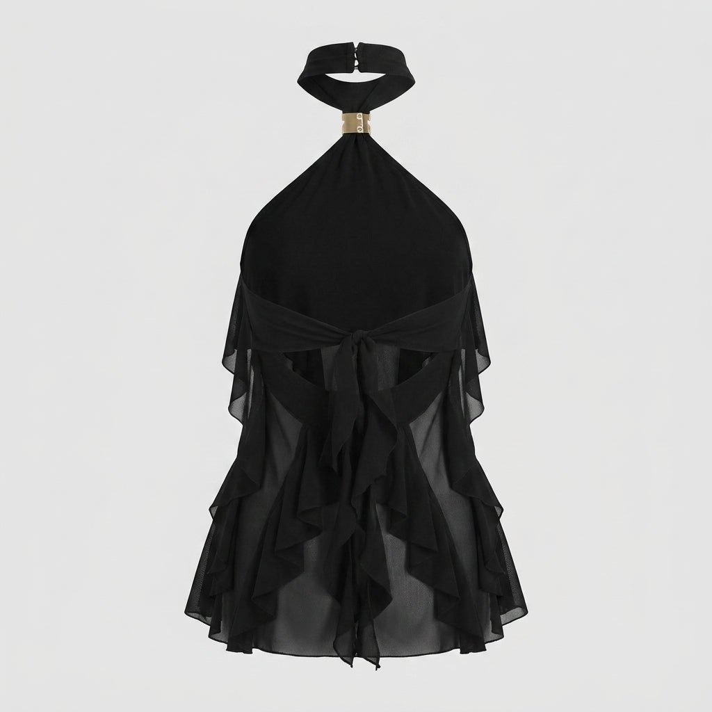Sylvie | Top Dos Nu Volants Mousseline