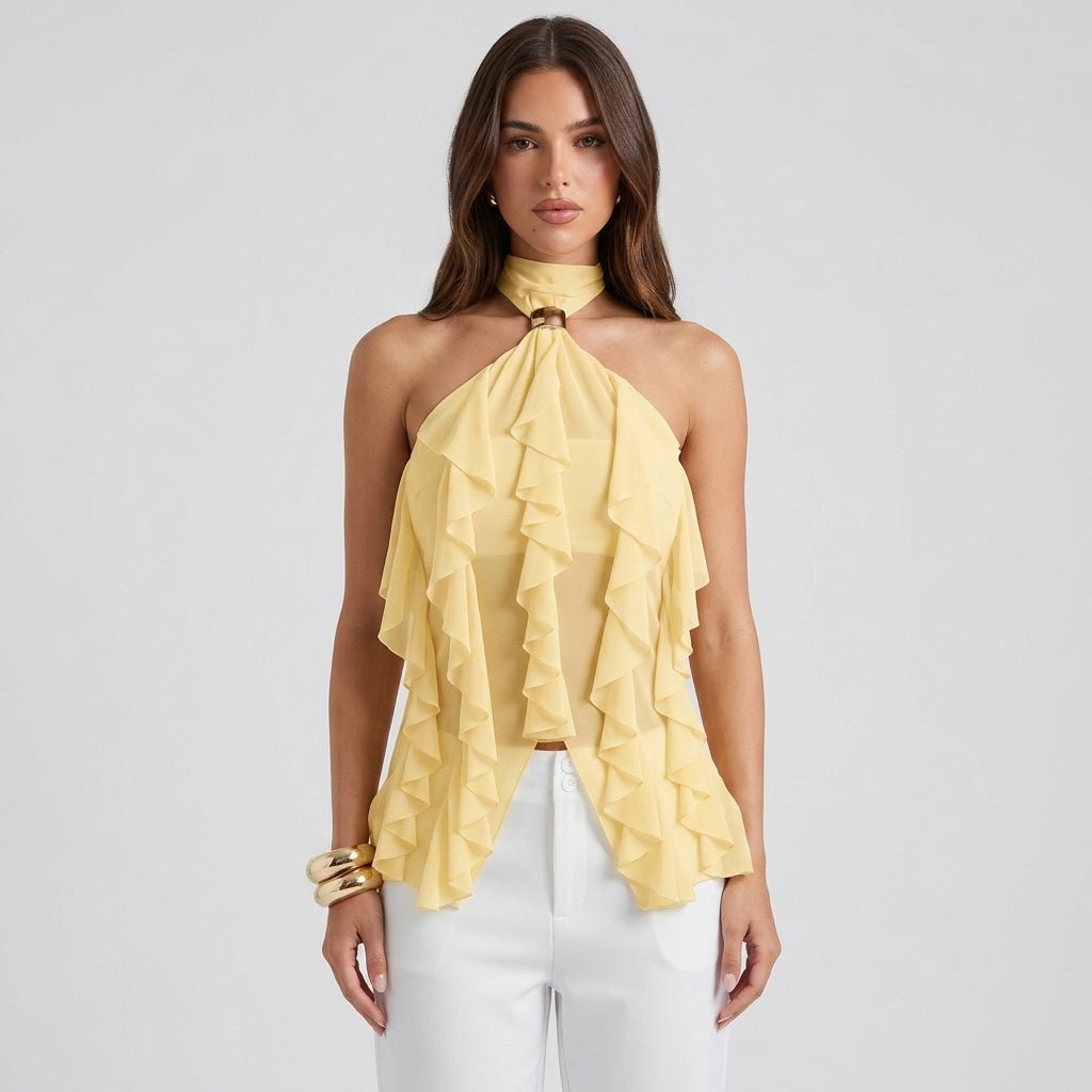 Sylvie | Top Dos Nu Volants Mousseline