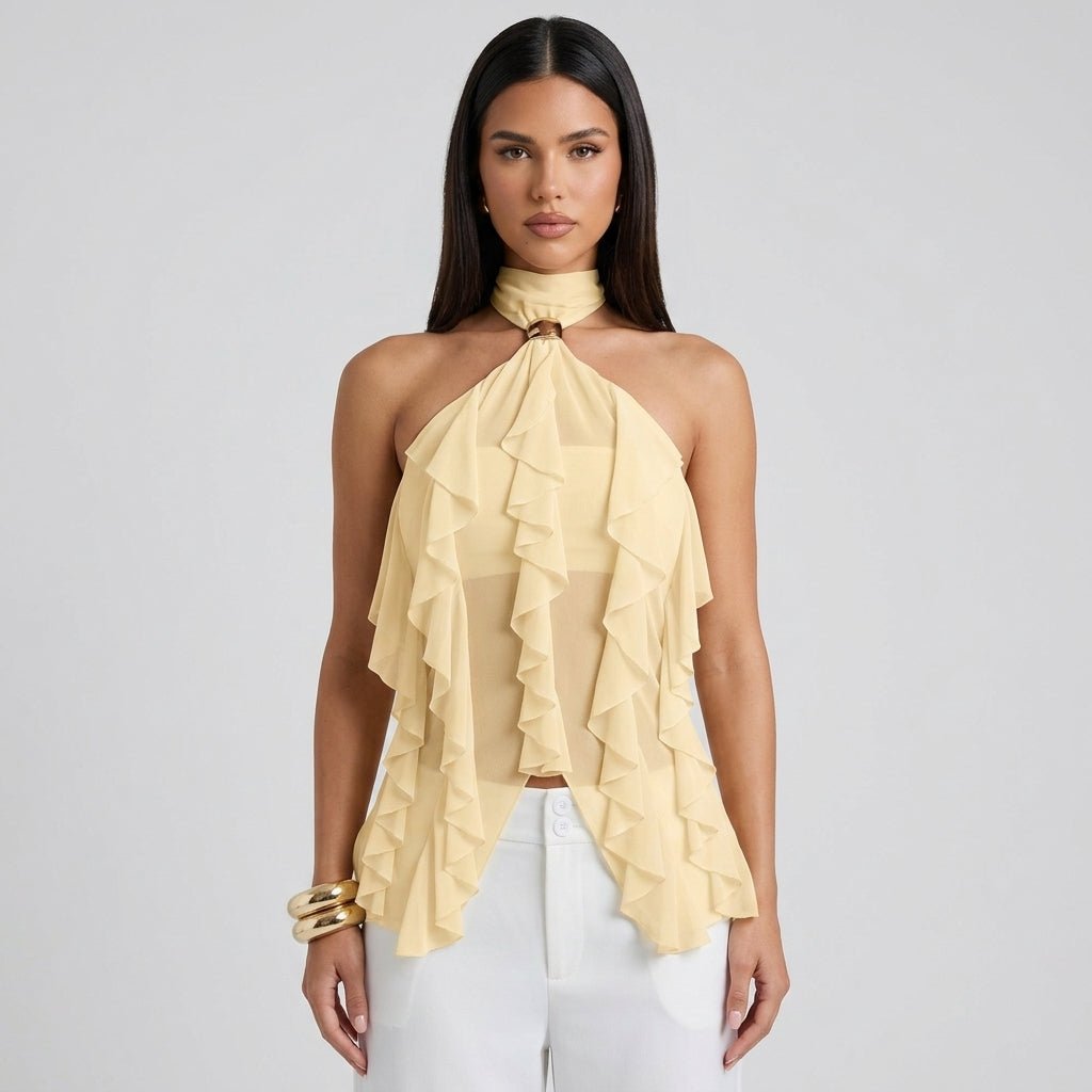 Sylvie | Top Dos Nu Volants Mousseline