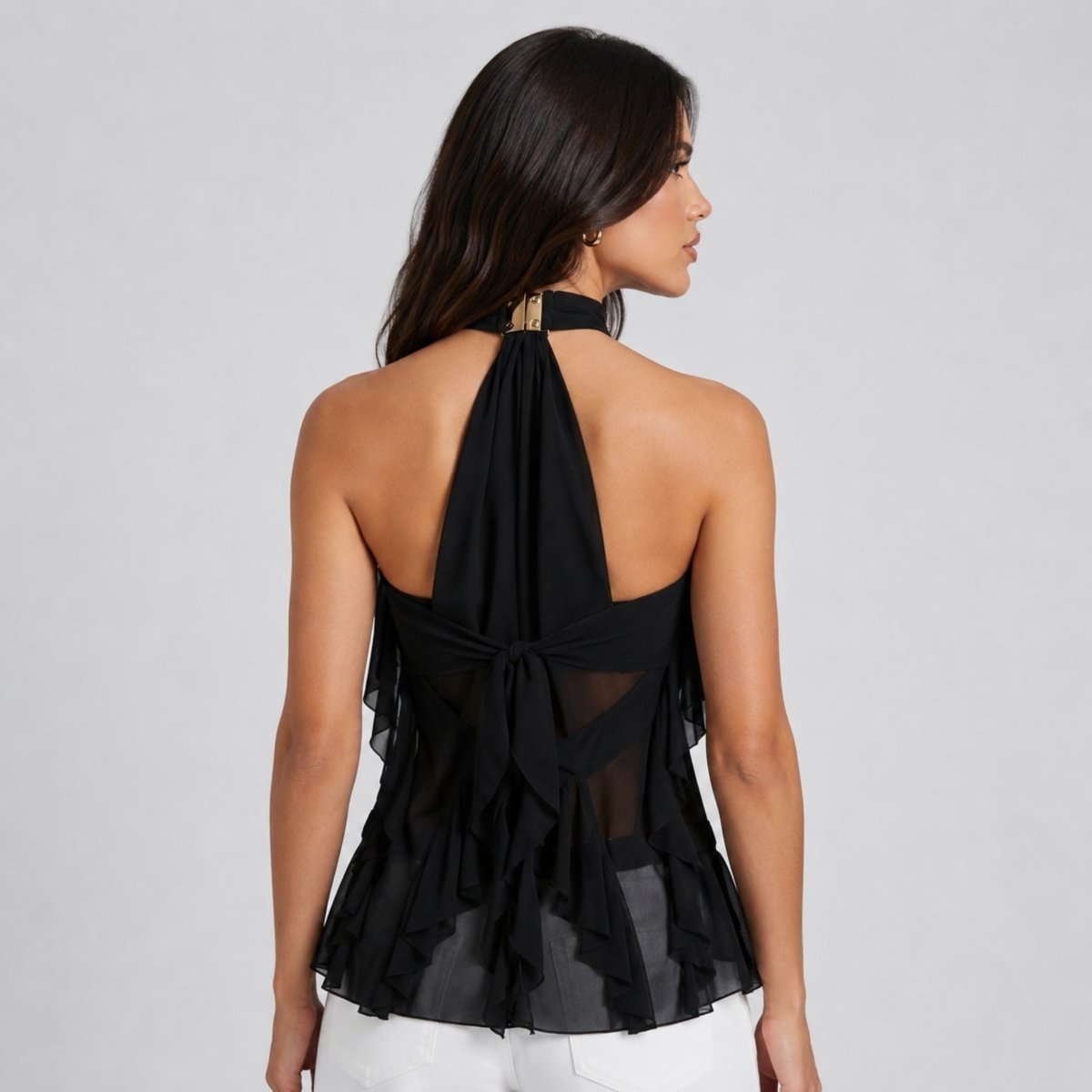 Sylvie | Top Dos Nu Volants Mousseline